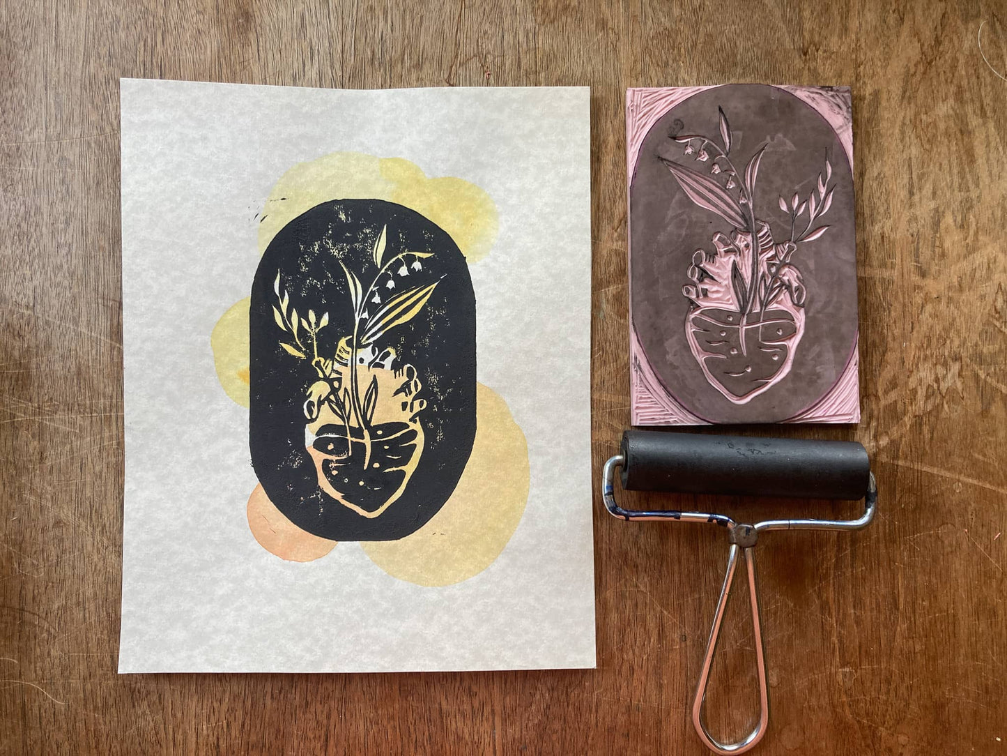 FLOURISH ~ Linocut Print ~ 8*10"