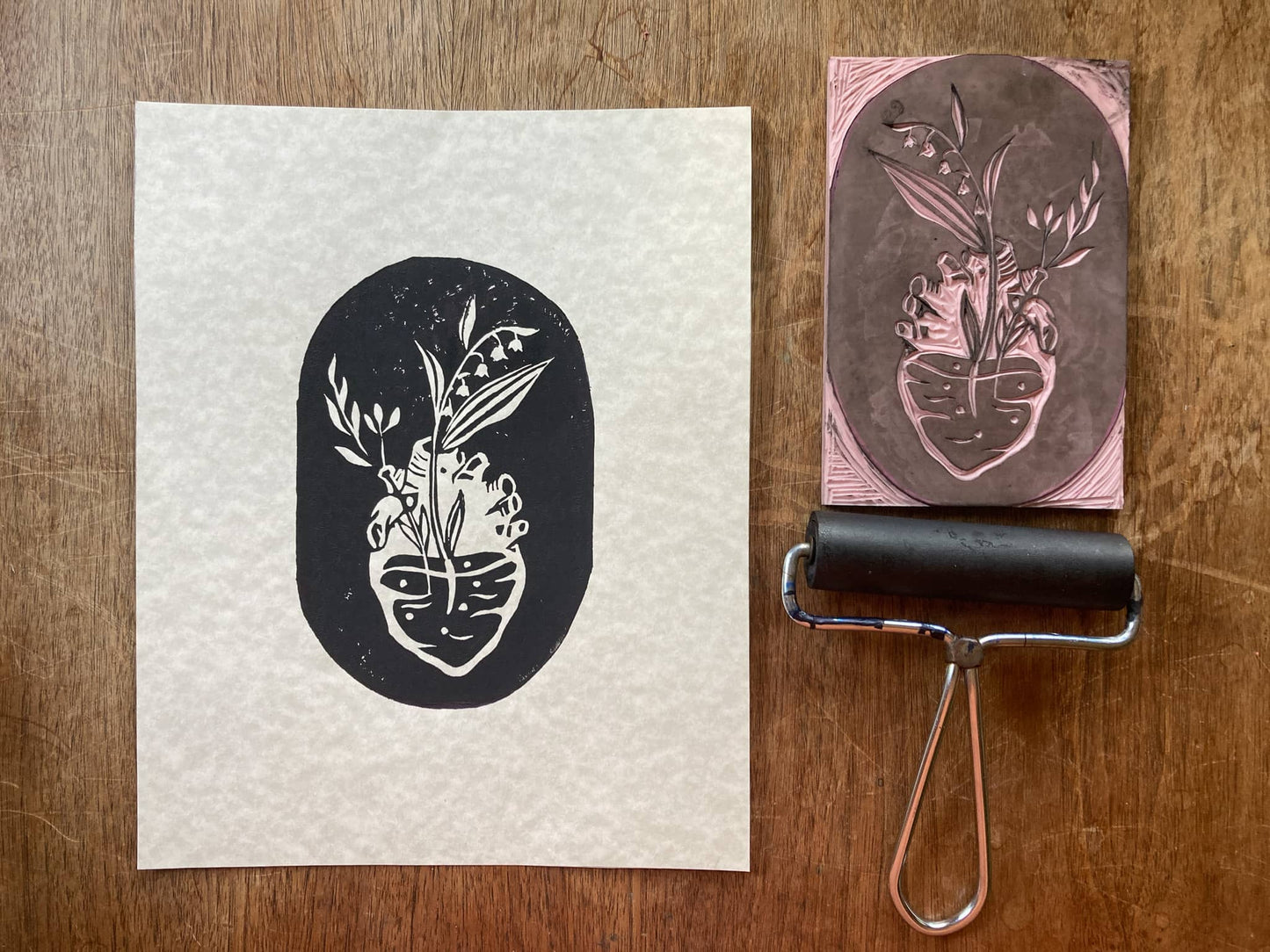 FLOURISH ~ Linocut Print ~ 8*10"