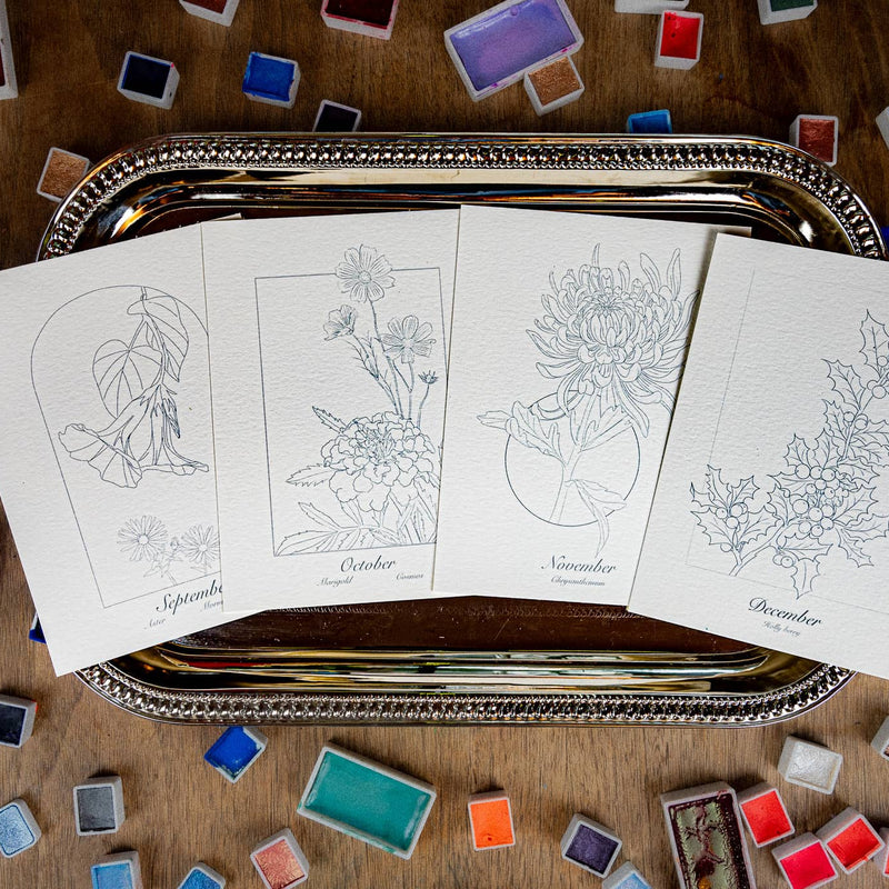 Monthly Flowers WaterColor Set