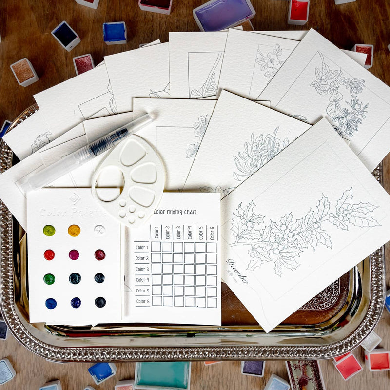 Monthly Flowers WaterColor Set