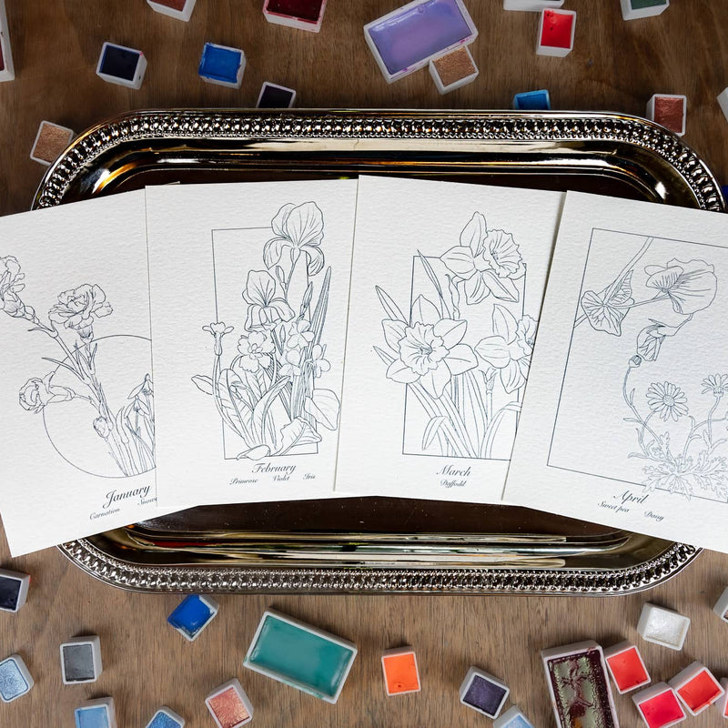 Monthly Flowers WaterColor Set