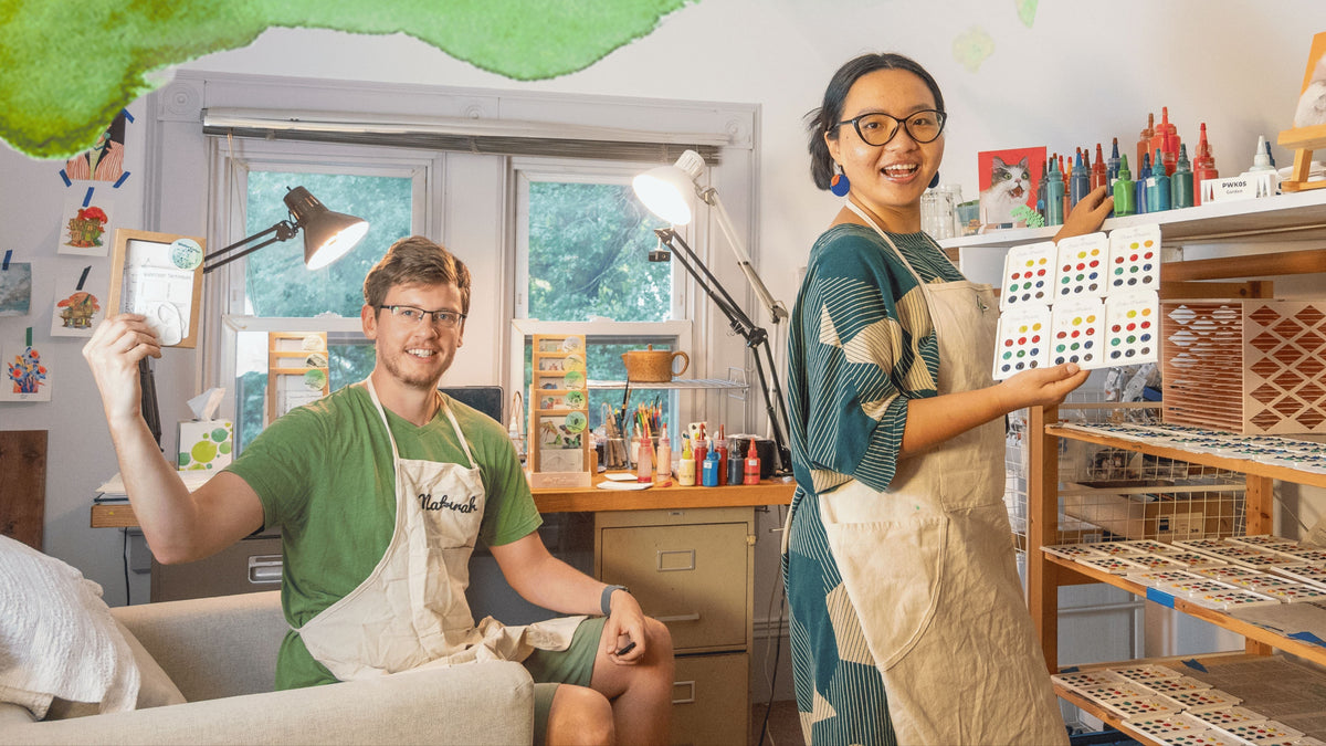 Naturah Founders showcasing watercolor video kit